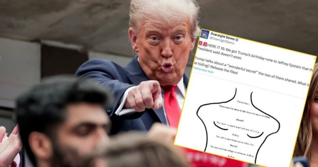 kontur nagiej kobiety i podpis donalda trumpa. kontrowersyjna kartka ujawniona