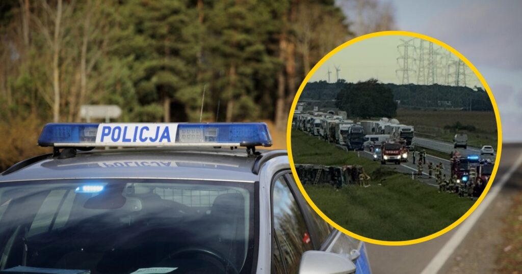 przewrócona cysterna na a4. wyciekło z niej paliwo